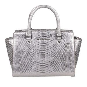Michael Kors Selma Silver Python Satchel
